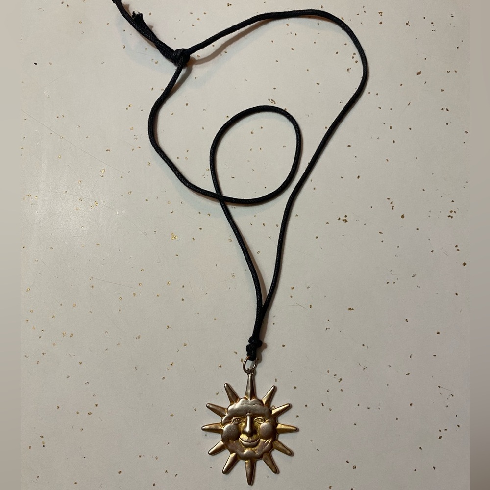 Whimsical Gold Sun Corded Necklace